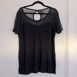 Torrid Black Illusion Top with Mesh and Sweetheart Neckline (Size 2)